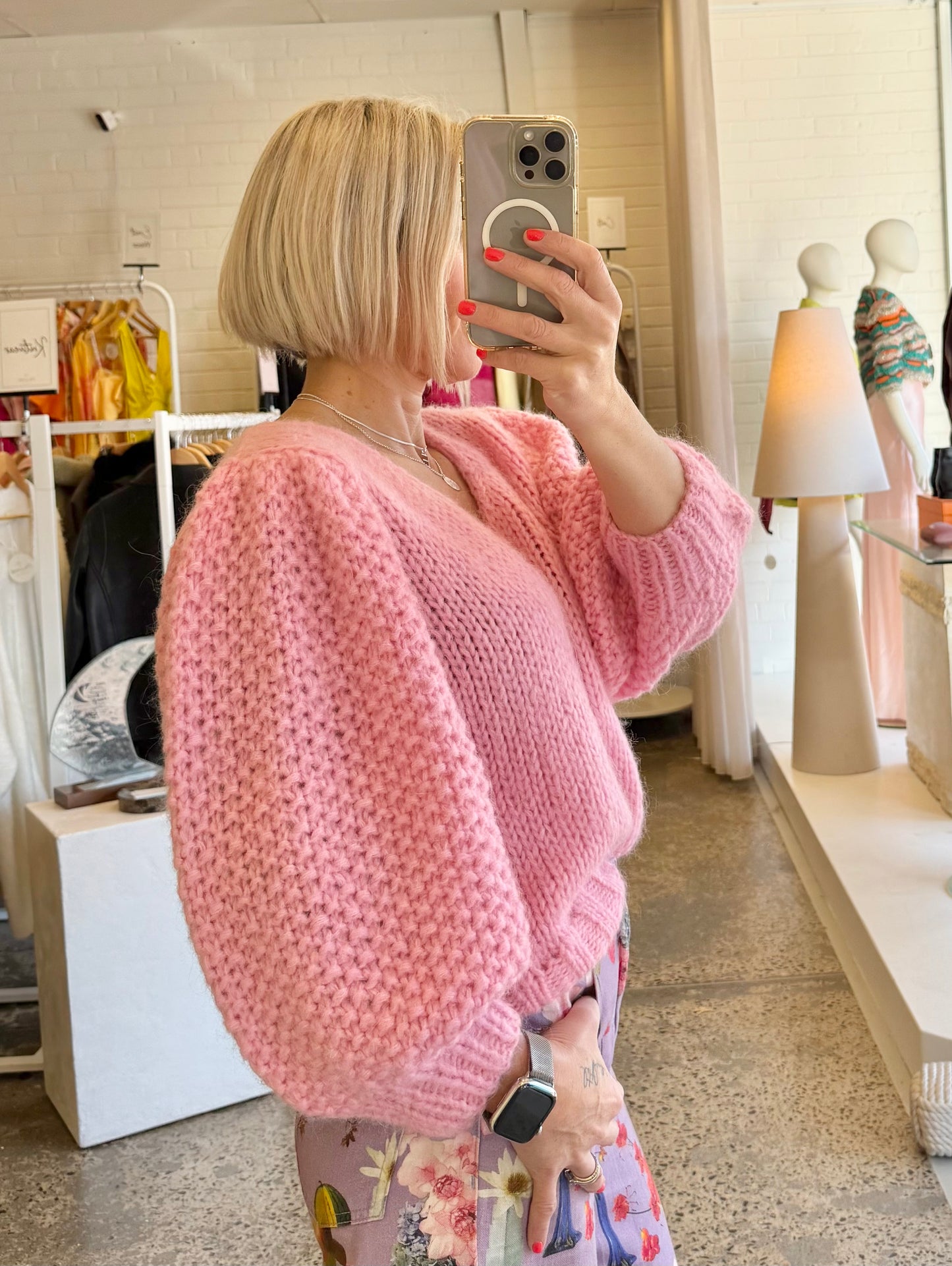 Dawn X Dare 'Faye" Chunky Knit Jumper in Pink - Size Medium (10-12)