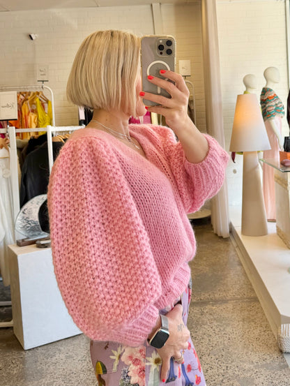 Dawn X Dare 'Faye" Chunky Knit Jumper in Pink - Size Medium (10-12)
