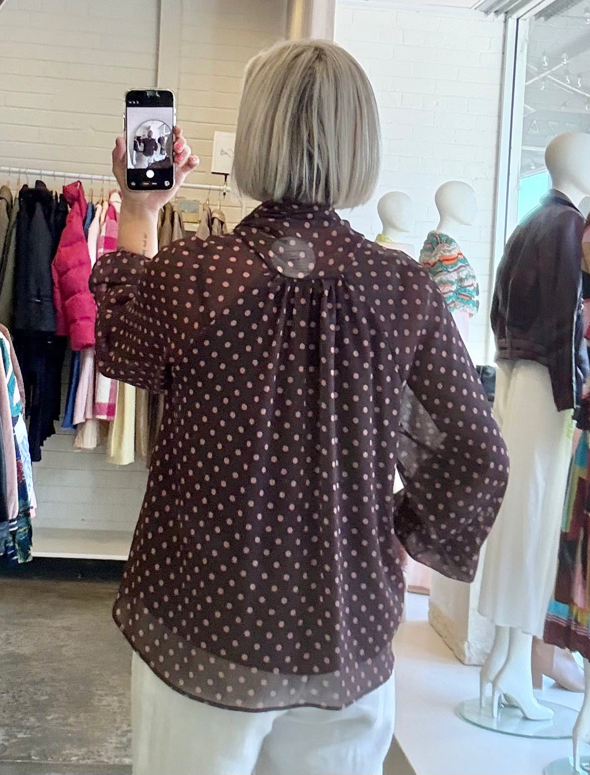 Zara Burgundy Polk Dot Blouse - Size S