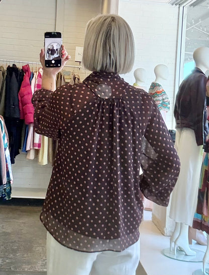 Zara Burgundy Polk Dot Blouse - Size S