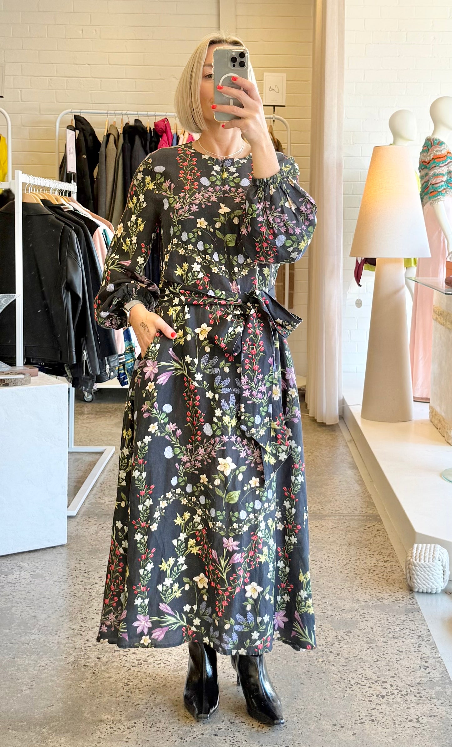 Binny Ink George Floral Midi Dress - Size 8