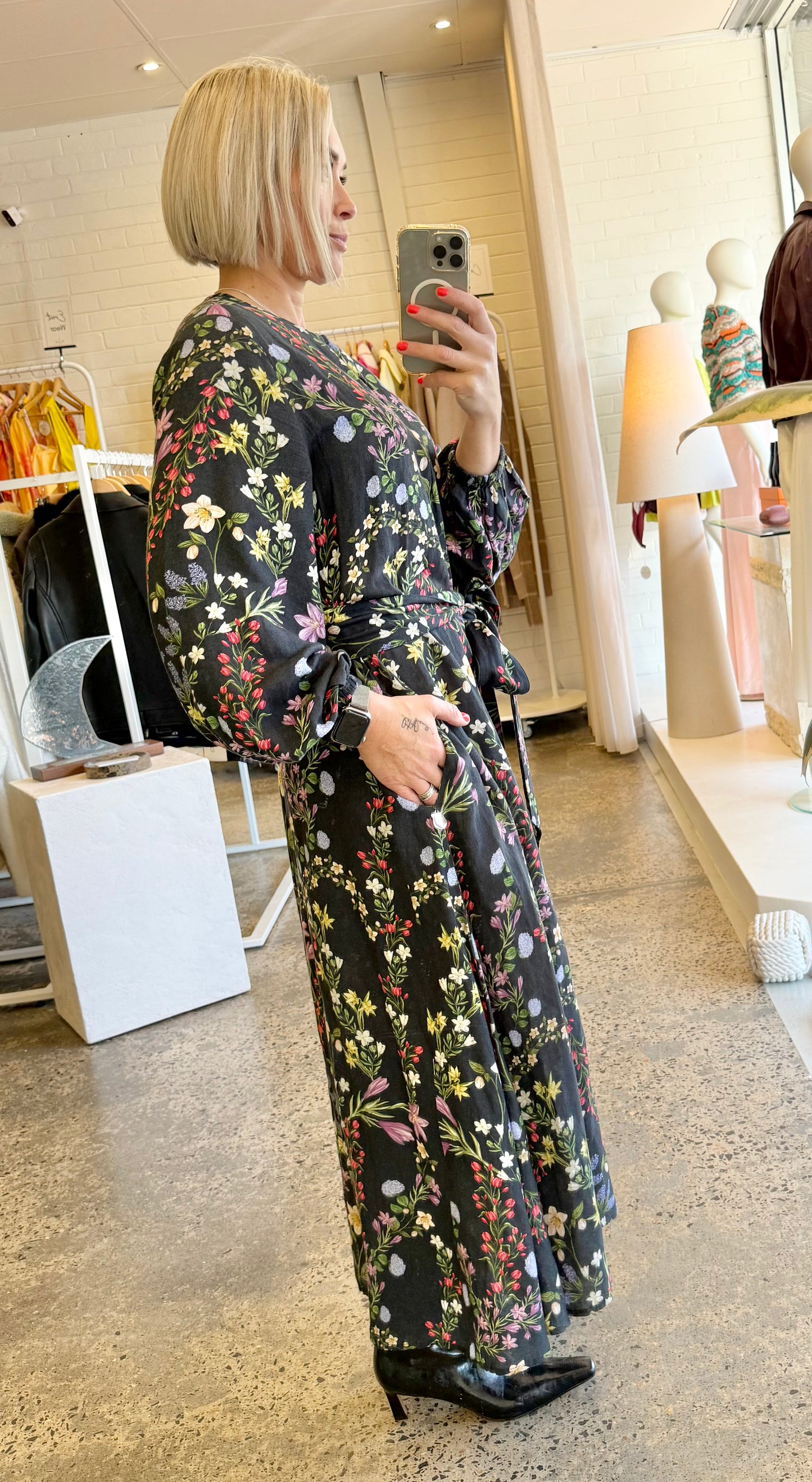Binny Ink George Floral Midi Dress - Size 8