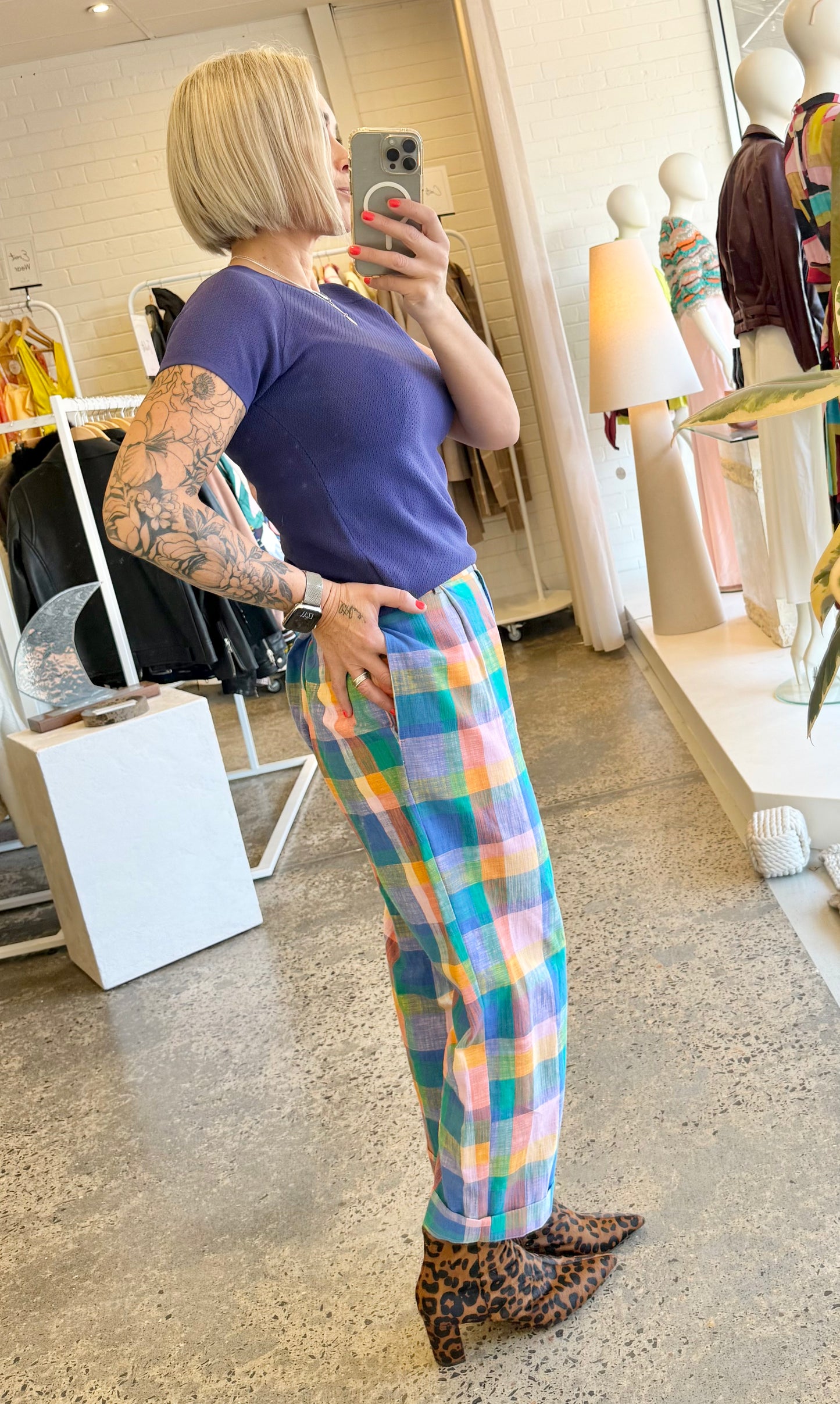 Gorman Multicolour Marley Check Pants - Size 12