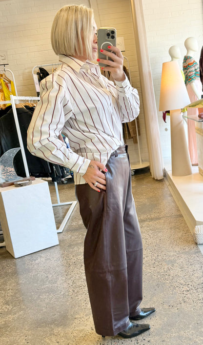 St Agni Burgundy Leather Pants - Size S