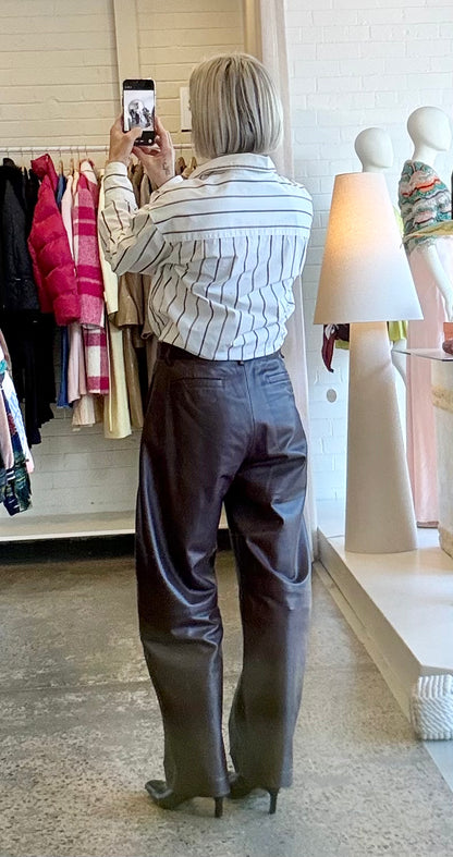 St Agni Burgundy Leather Pants - Size S