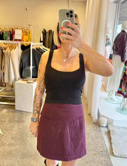 Sheike Black Knit Cropped Singlet - Size XS