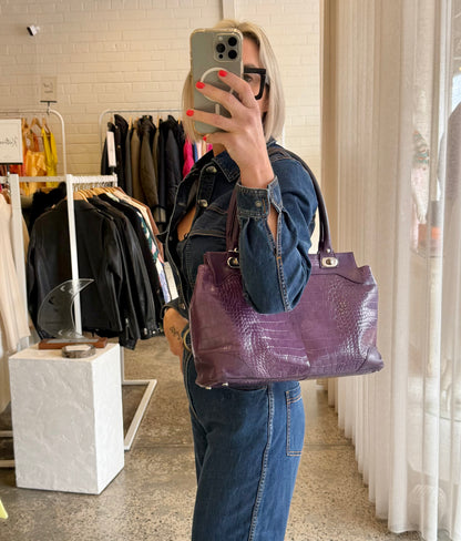 Hobbs London Purple Leather Handbag