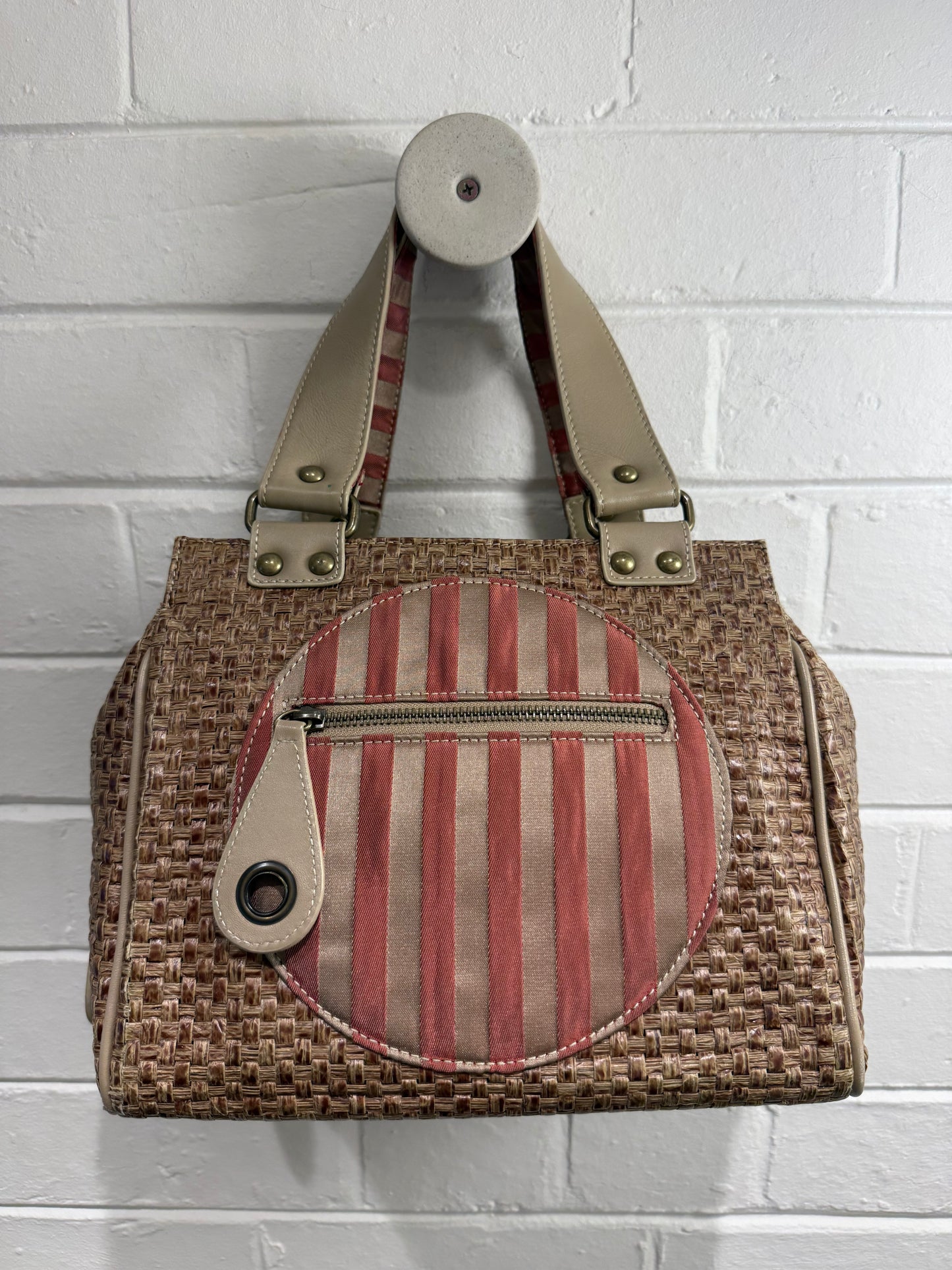 Etiquette Woven Brown Handbag