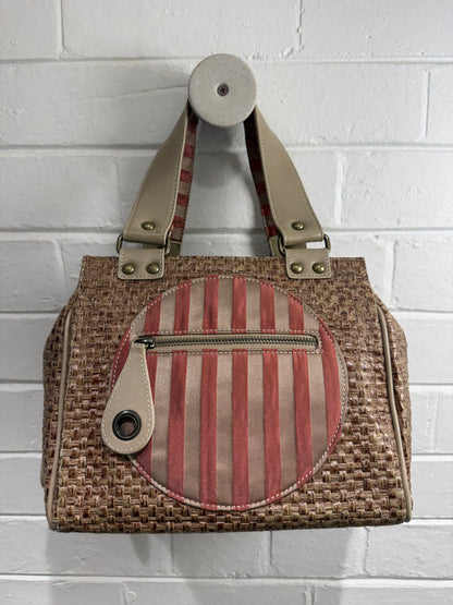 Etiquette Woven Brown Handbag