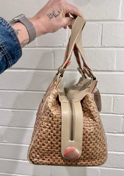 Etiquette Woven Brown Handbag