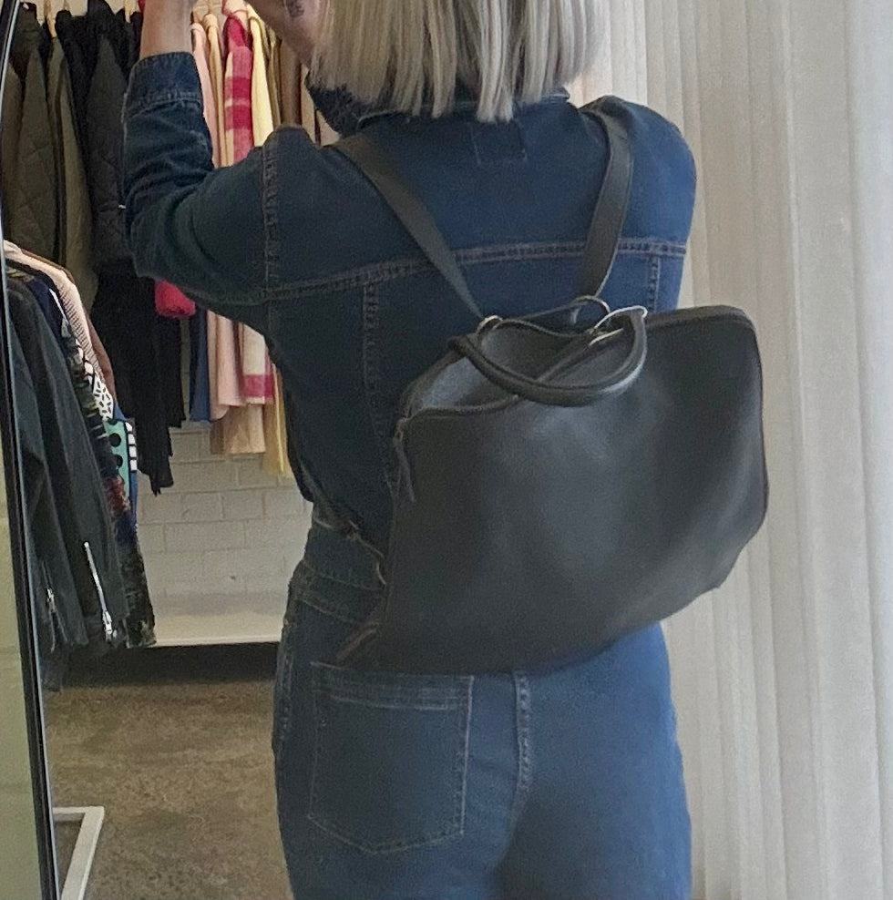 Elk Black Leather Backpack
