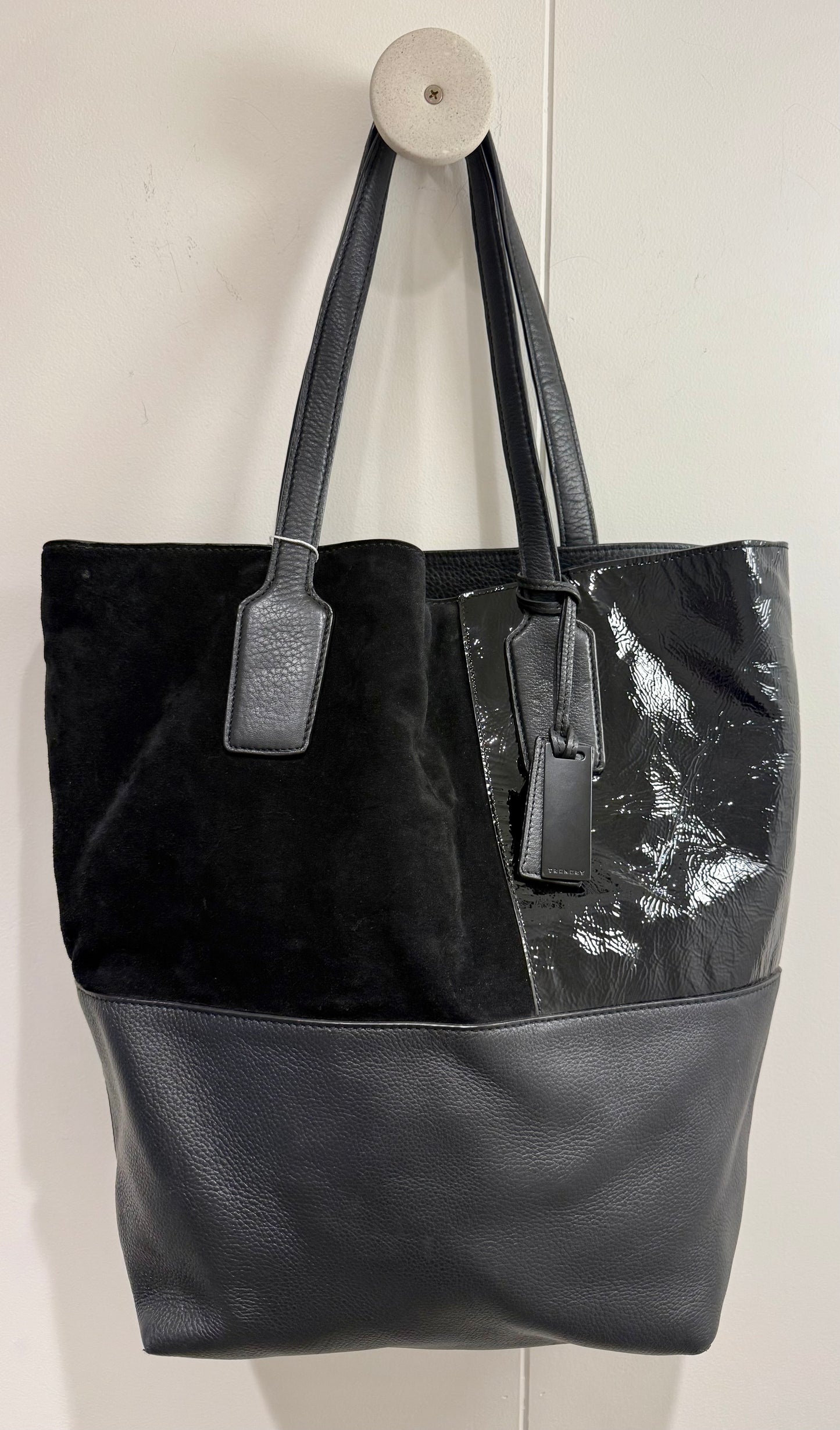 Trenery Black Leather Tote Bag