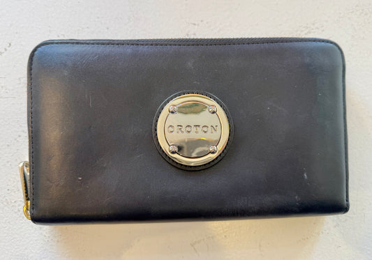Oroton Black Metropolis Leather Wallet