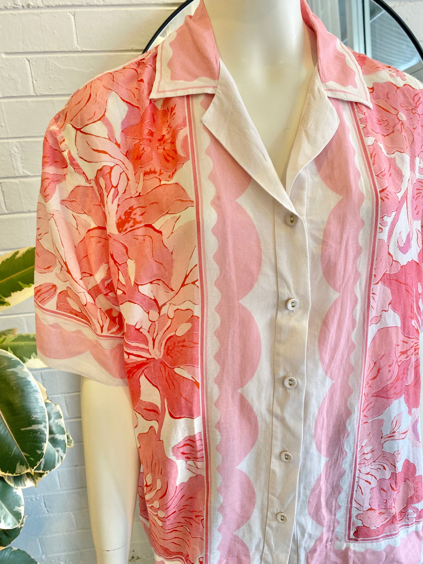 Antipodean Pink Cotton/Silk Shirt - Size 14