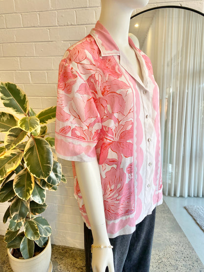 Antipodean Pink Cotton/Silk Shirt - Size 14