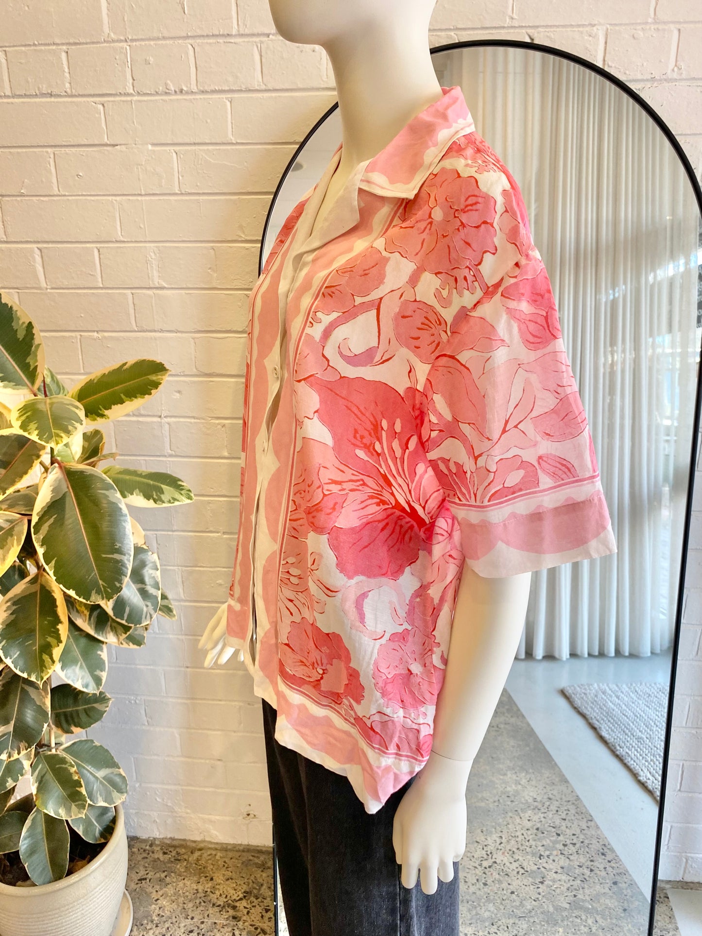 Antipodean Pink Cotton/Silk Shirt - Size 14