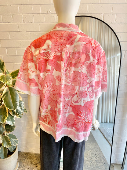 Antipodean Pink Cotton/Silk Shirt - Size 14