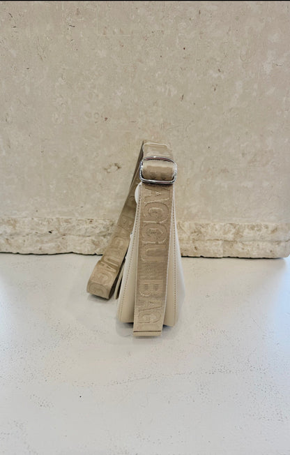 Baggu Straw Leather Crescent Bag