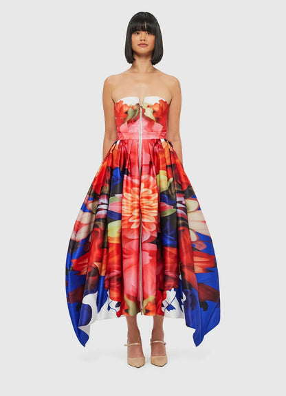 Leo Lin Norine Bustier Midi Dress - Size 10