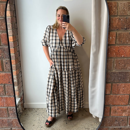 Ceres Life Check Smock Midi Dress - Size L (12/14)