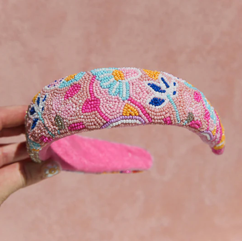 Kingston Pink Floral Beaded Headband