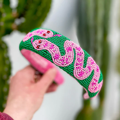 Kingston Beaded Green Snake Headband