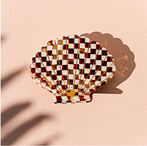 Kingston Shell Claw Clip in Brown Check