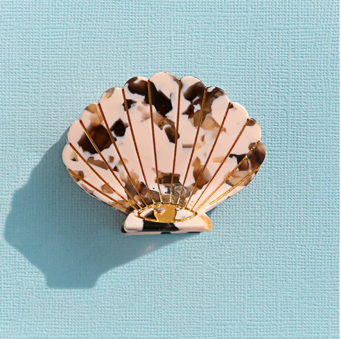 Kingston Shell Claw Clip in Cream/Brown Marble