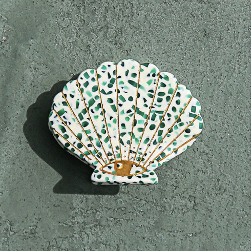 Kingston Shell Claw Clip in Green Speckle