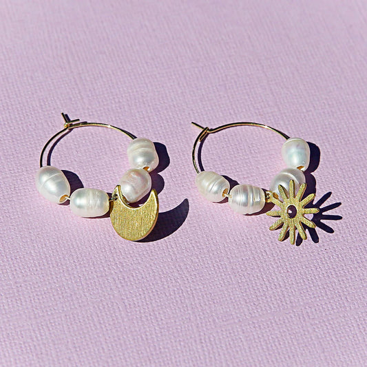Kingston Sun & Moon Pearl Earrings
