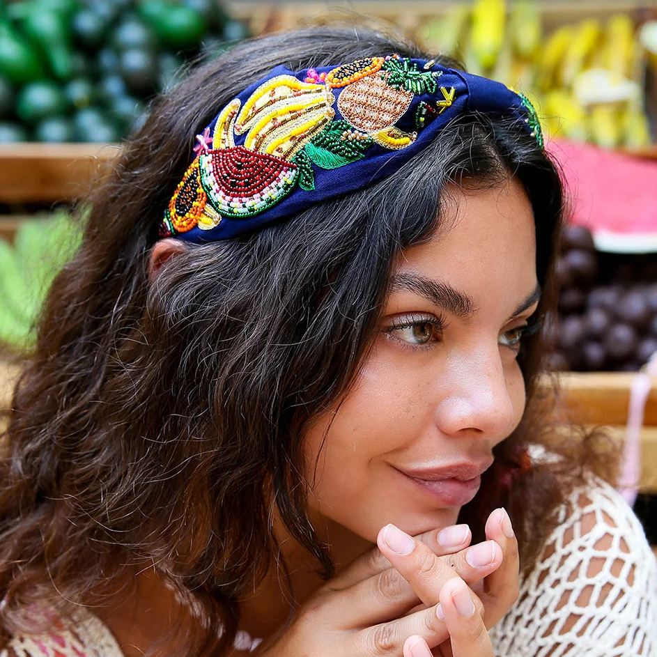 Kingston Fruit Salad Beaded Headband - Navy