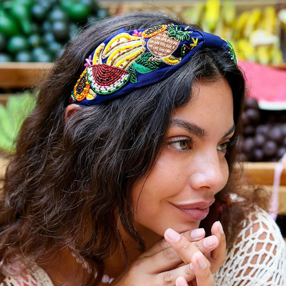 Kingston Fruit Salad Beaded Headband - Navy